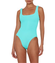 SQUARE NECK SWIM - M CRINKLE AQUA