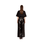 NYLON WIDE LEG PANTS BLACK