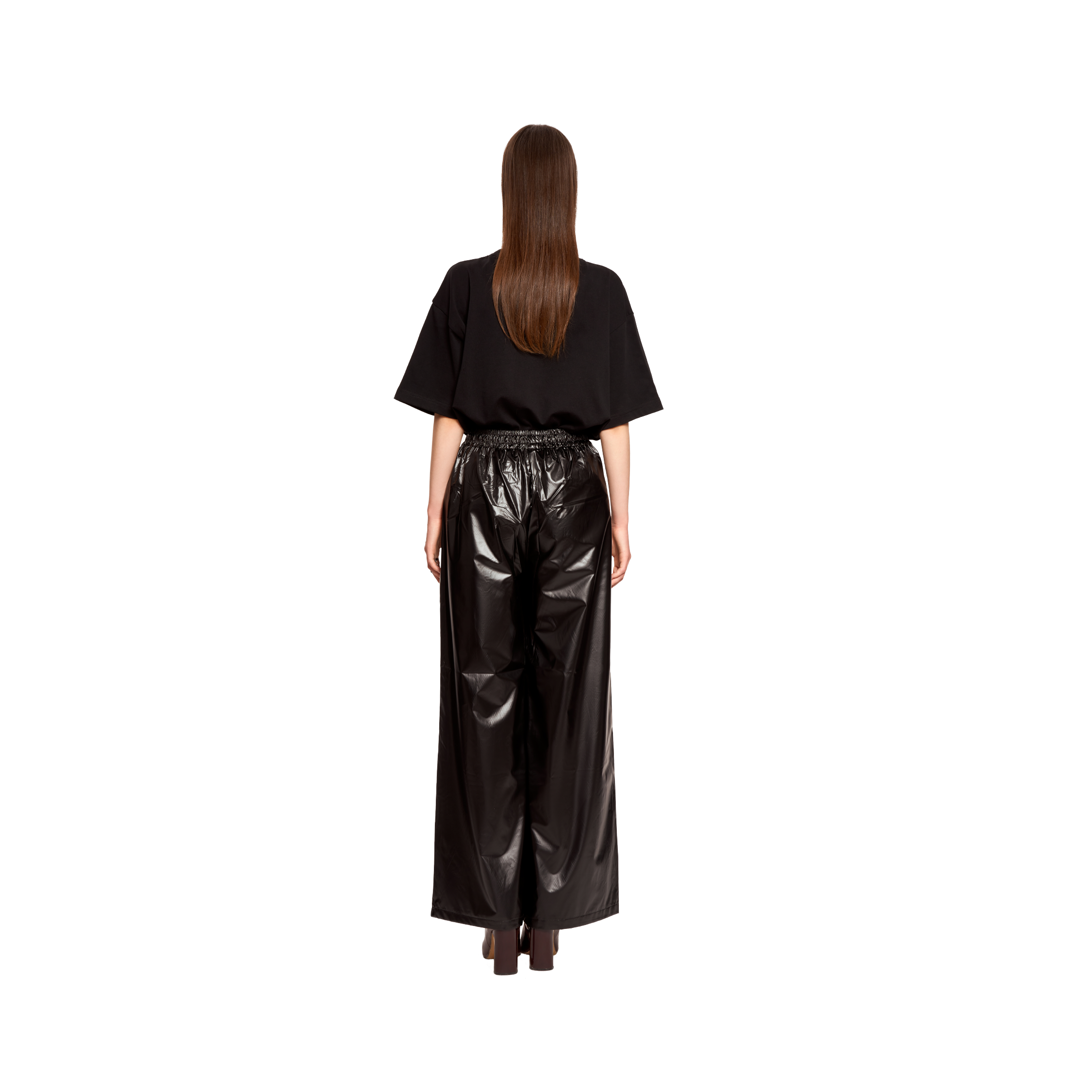 NYLON WIDE LEG PANTS BLACK