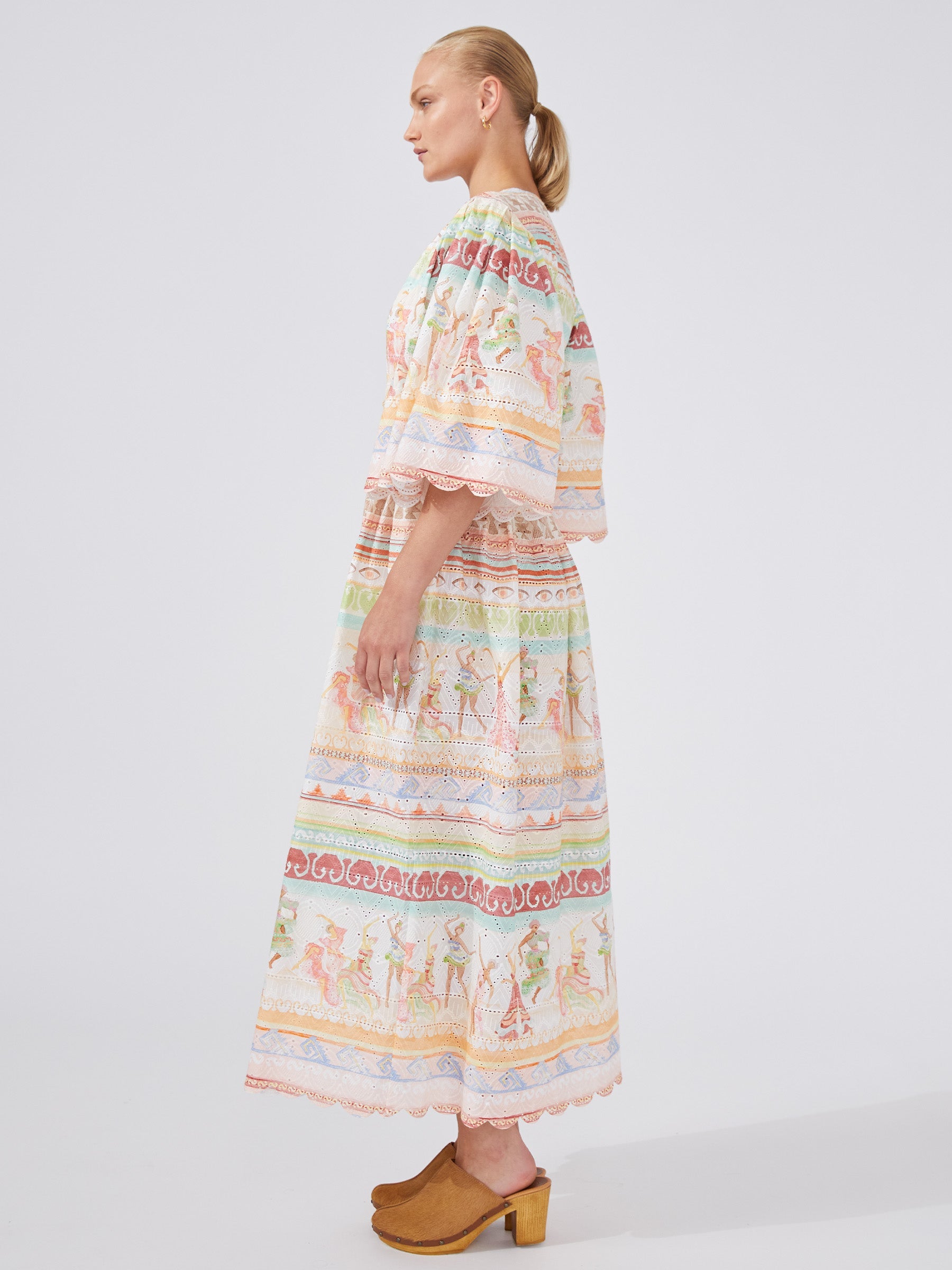 DANCING GIRLS BRODERIE ANGLAISE MIDI DRESS