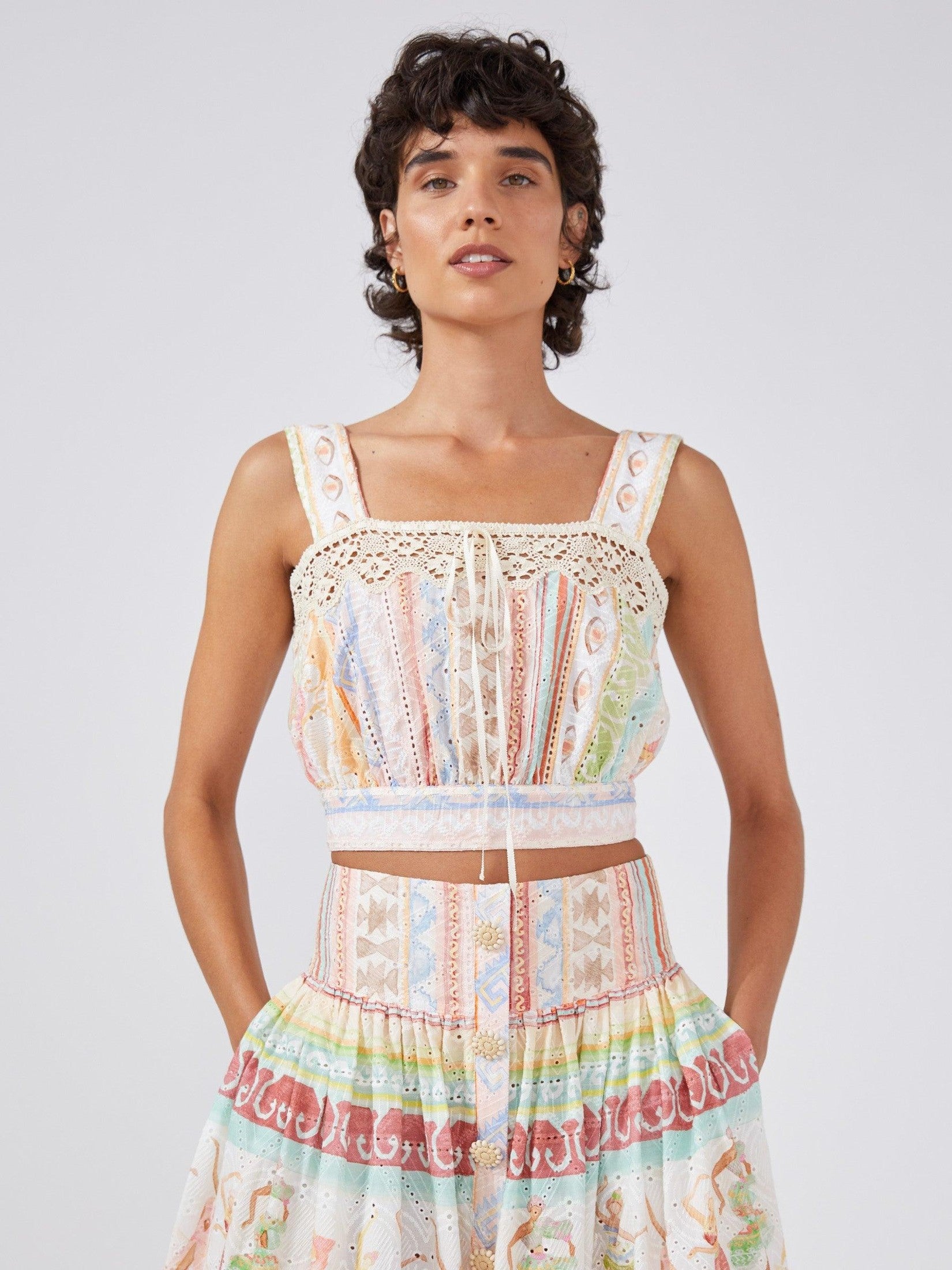 Dancing girls broderie anglaise crop top