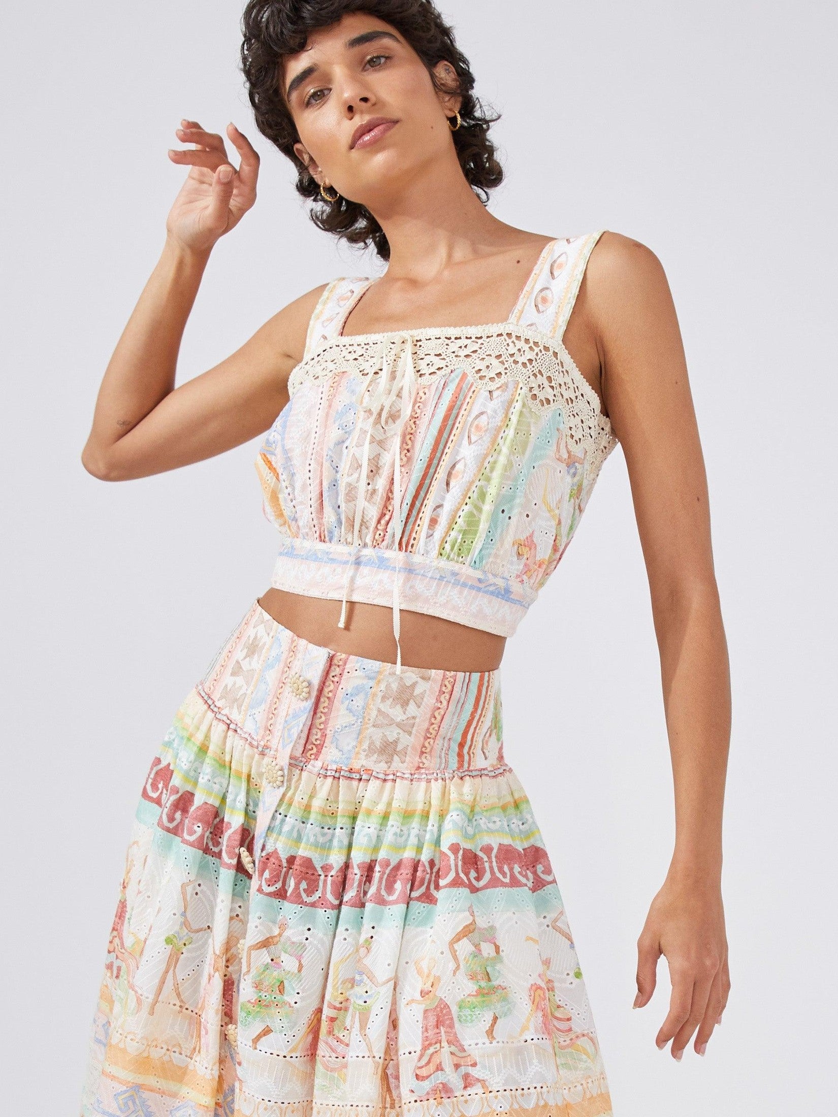 Dancing girls broderie anglaise crop top