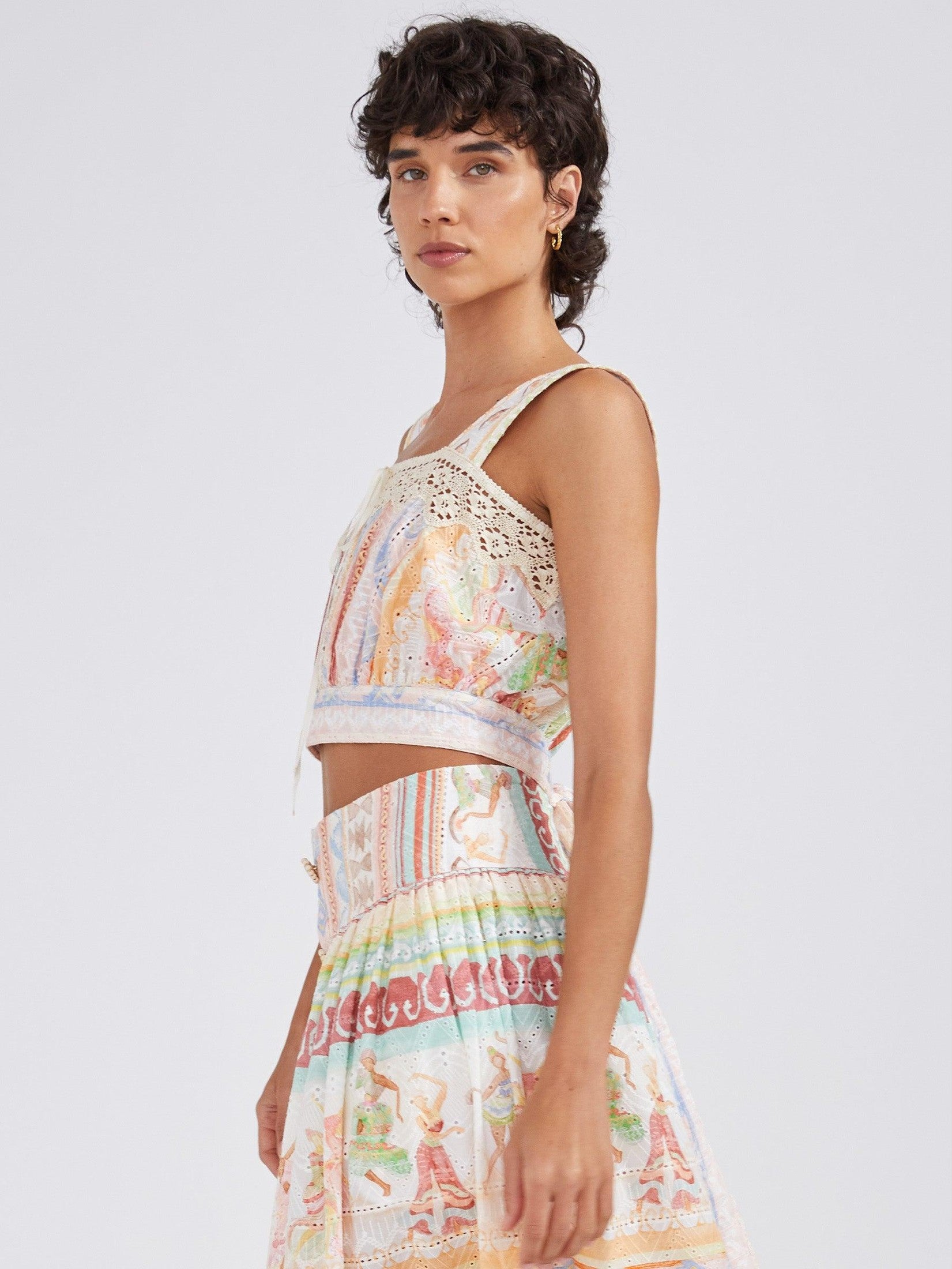 Dancing girls broderie anglaise crop top