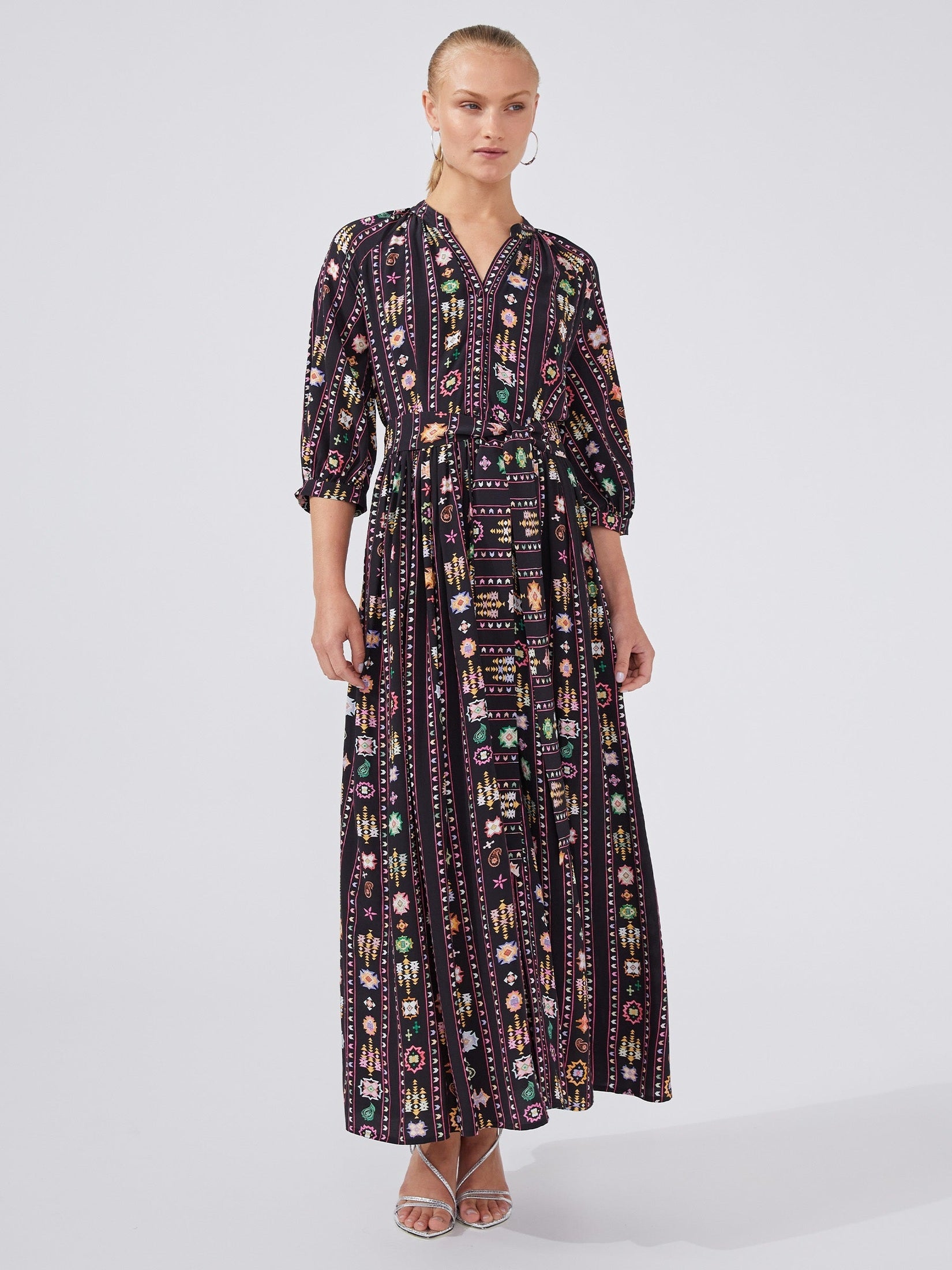 Esmeralda viscose volume maxi shirt dress