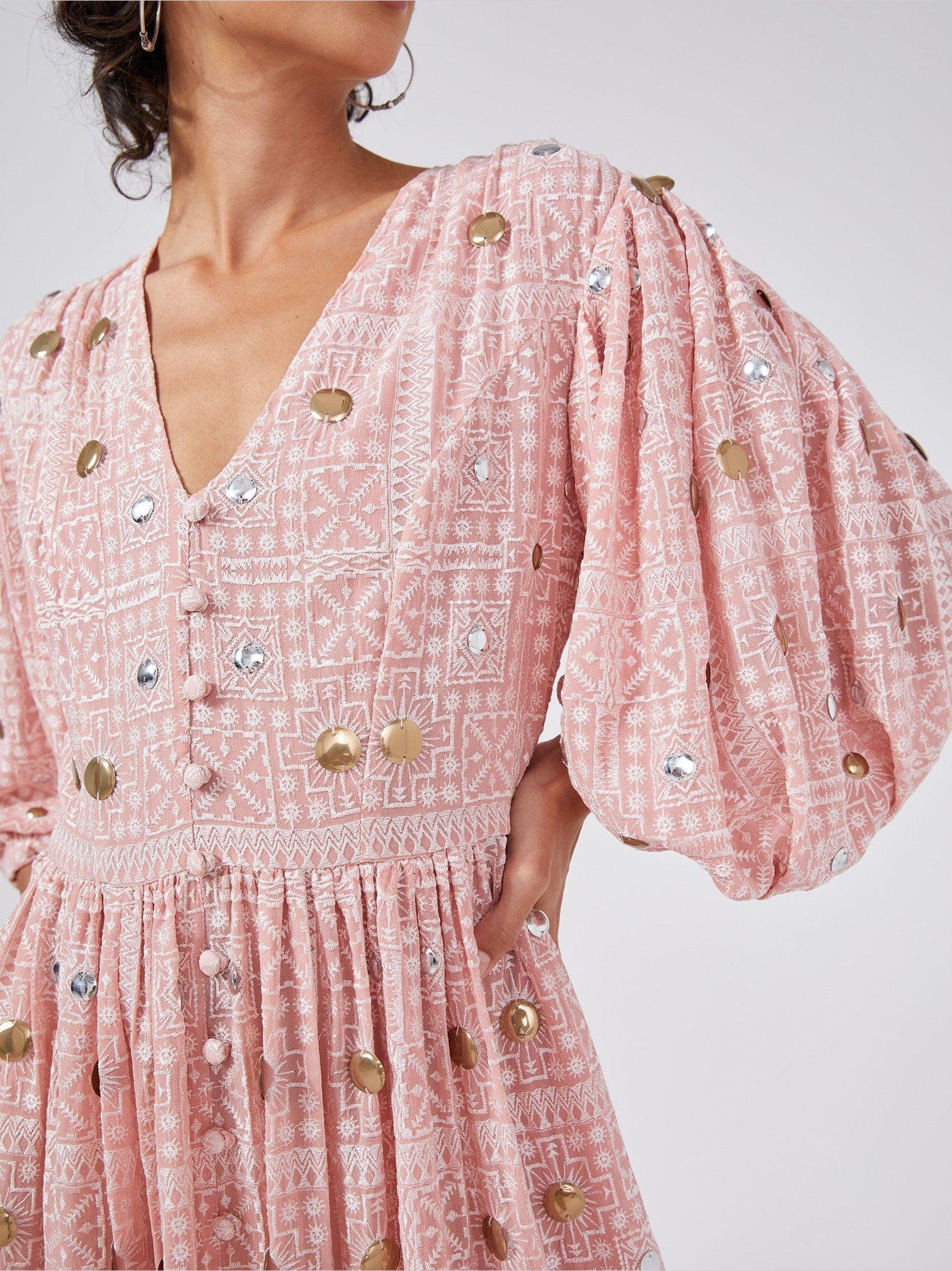 Gitana embroidered viscose volume maxi dress