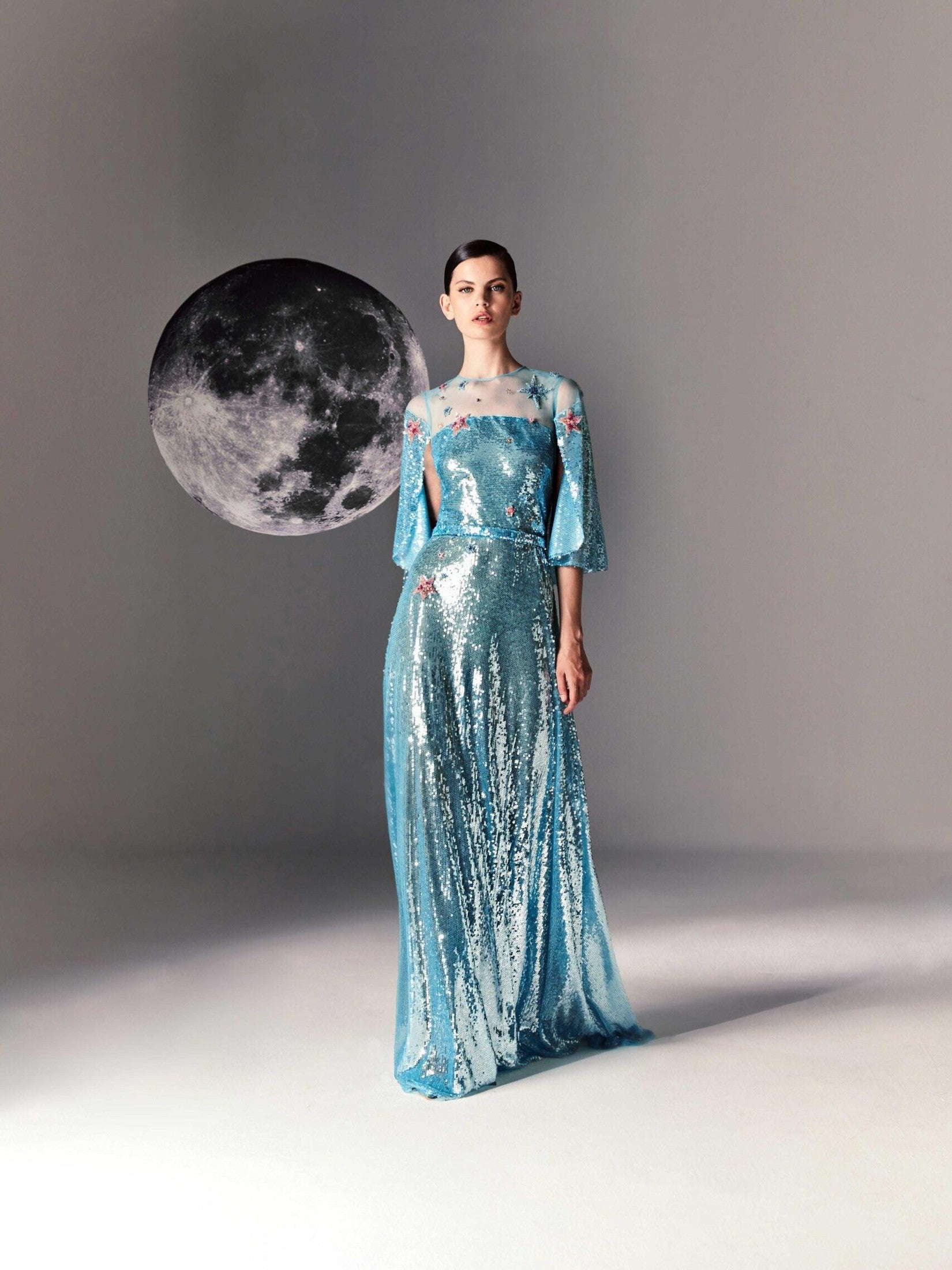 Long dress in embroidered sequins