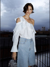 White rhinestone stripe top