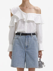 White rhinestone stripe top