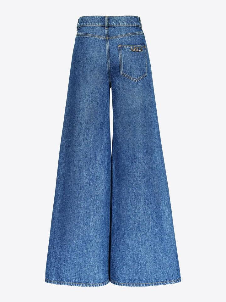 Crystal eyelet wide leg jean