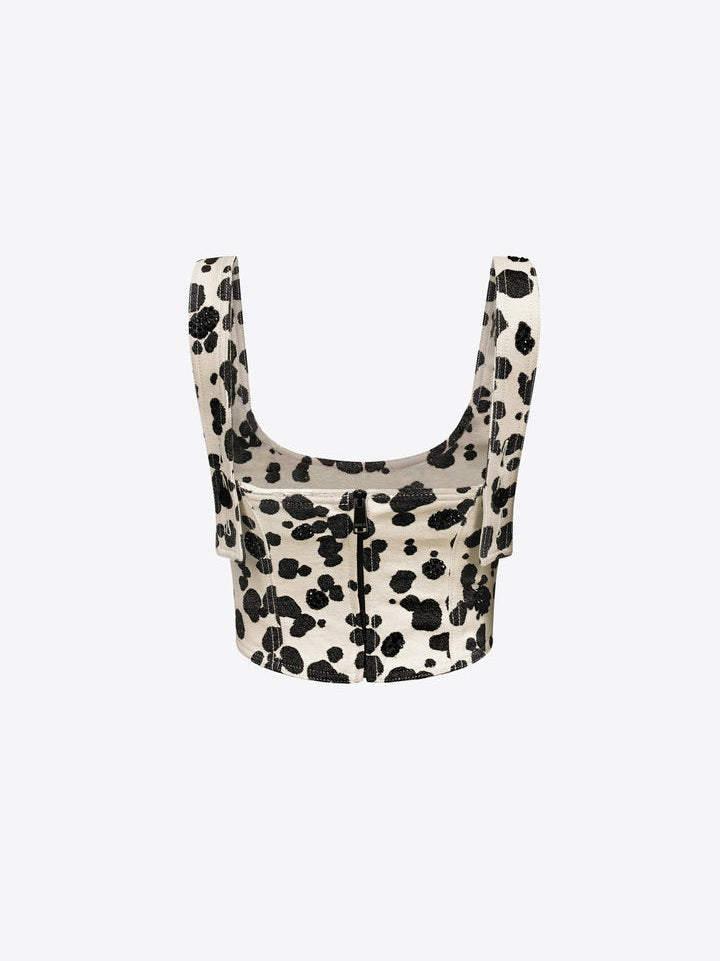 Dalmatian denim corset top