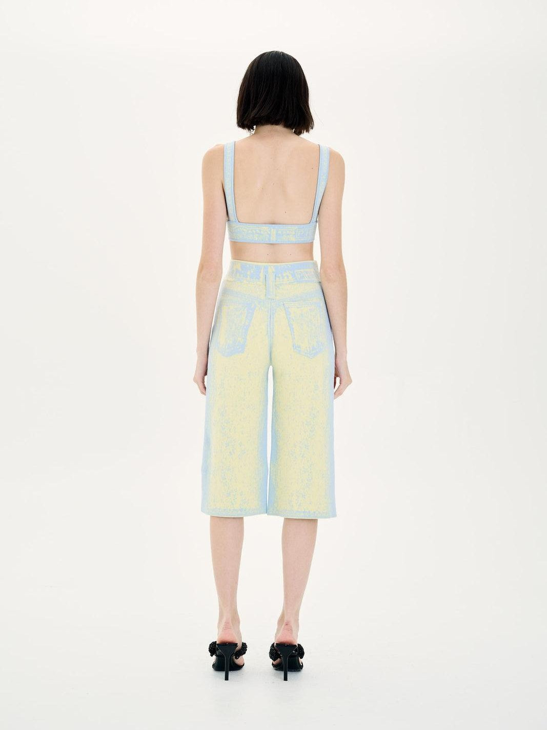 Longan fake denim bra top