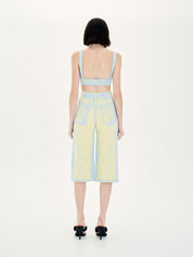 Longan fake denim bra top