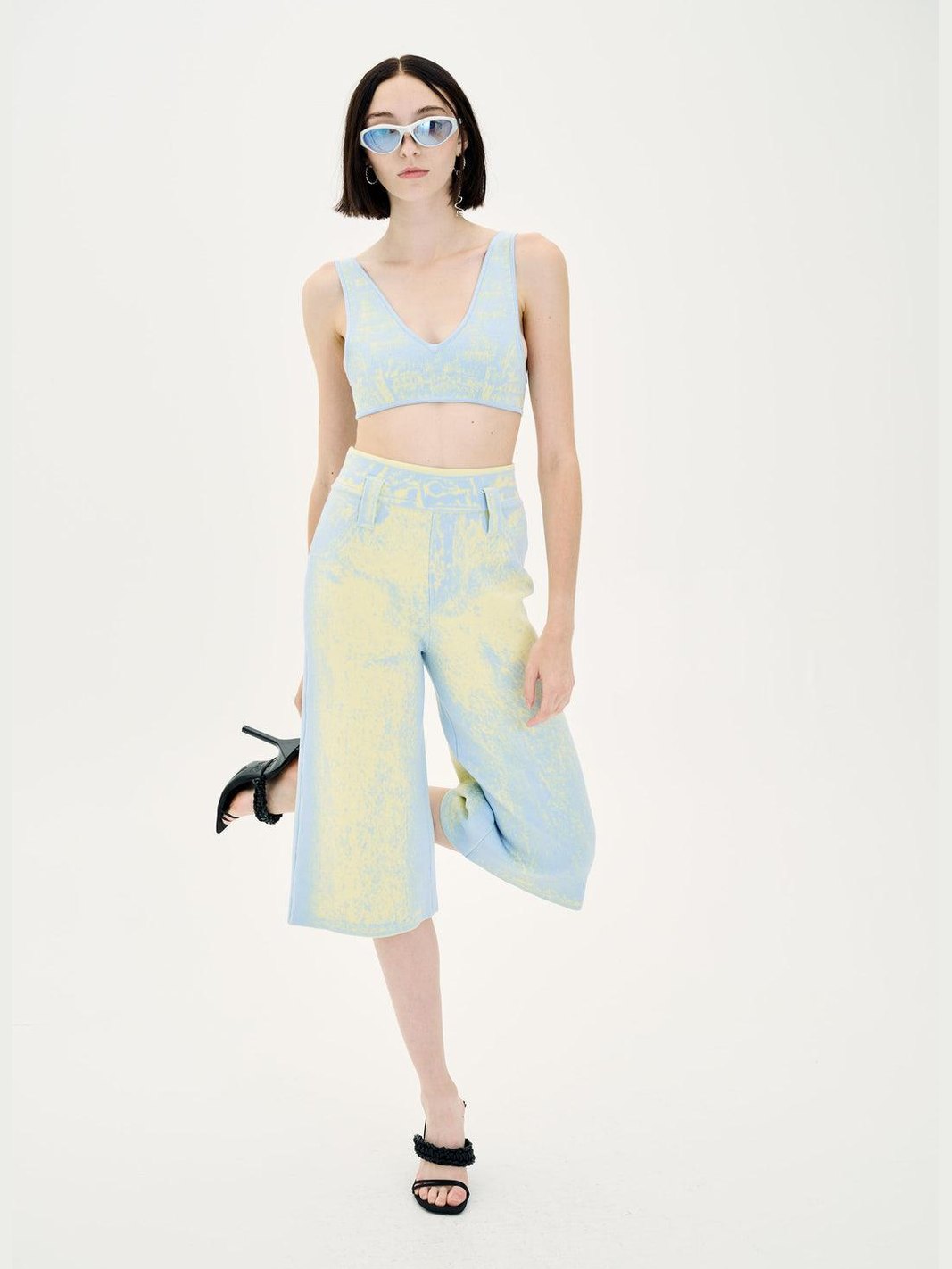 Longan fake denim bra top