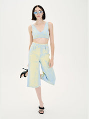 Longan fake denim bra top