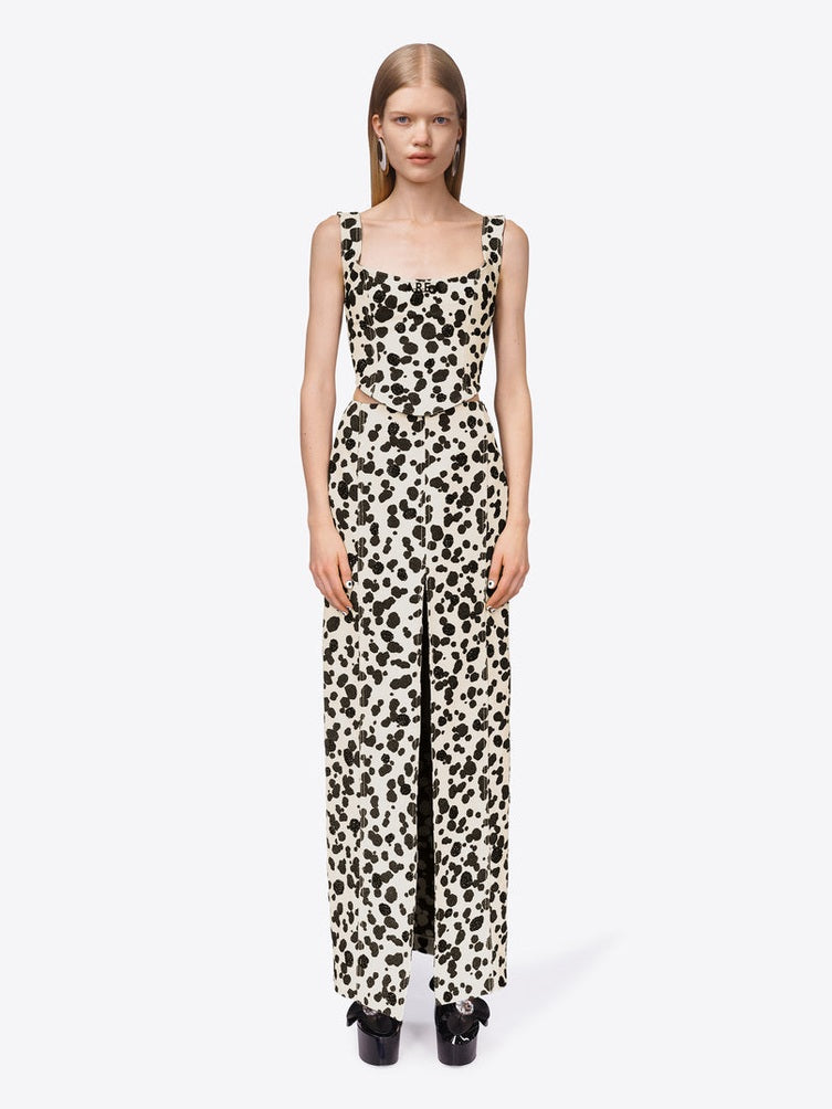 Dalmatian denim midi skirt