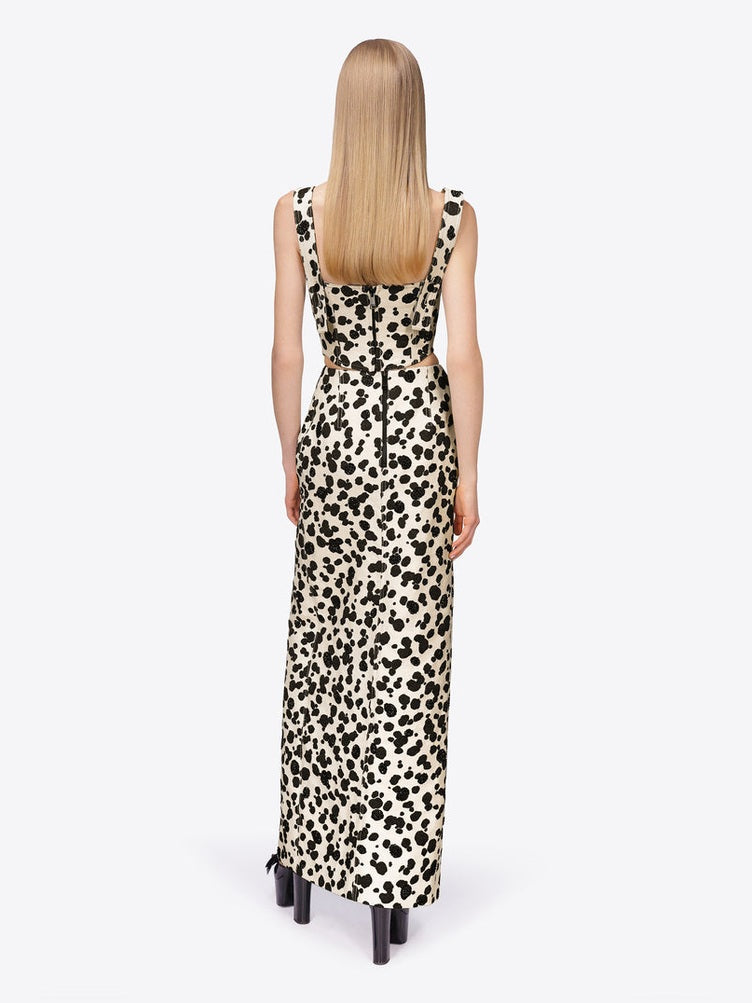Dalmatian denim midi skirt