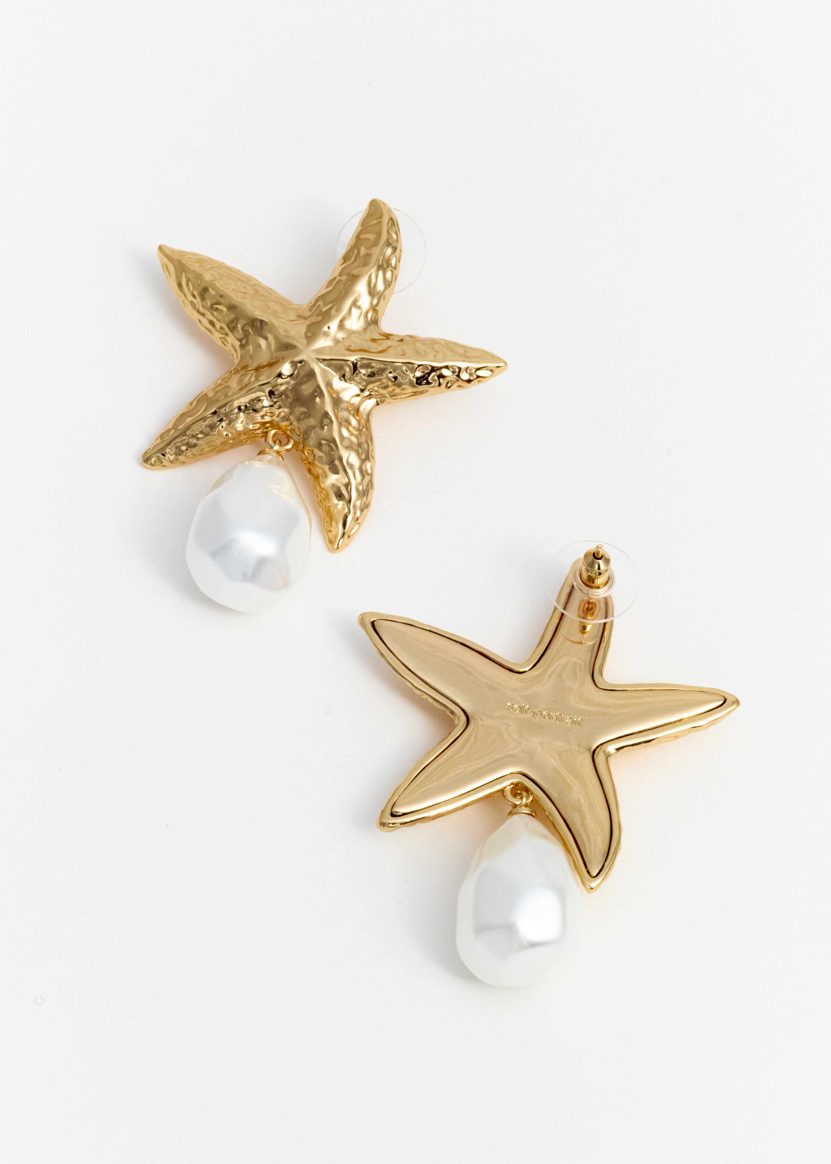 MOTTLED GOLD SEA STAR PEARL EARRINGS