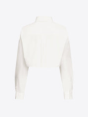 Crystal rosette poplin cropped shirt