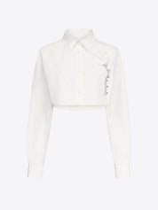 Crystal rosette poplin cropped shirt