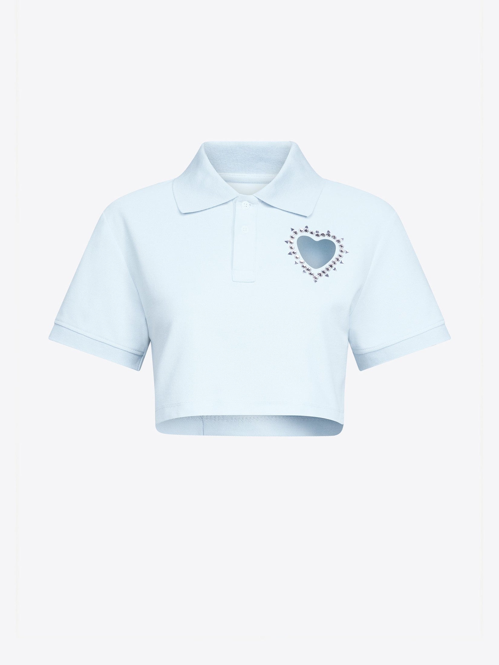 Crystal heart cutout cropped polo
