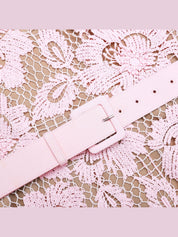 Pink crochet lace midi dress