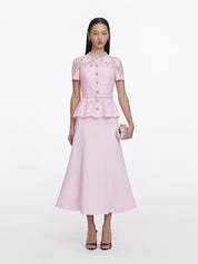 Pink lace crepe midi dress