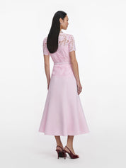 Pink lace crepe midi dress