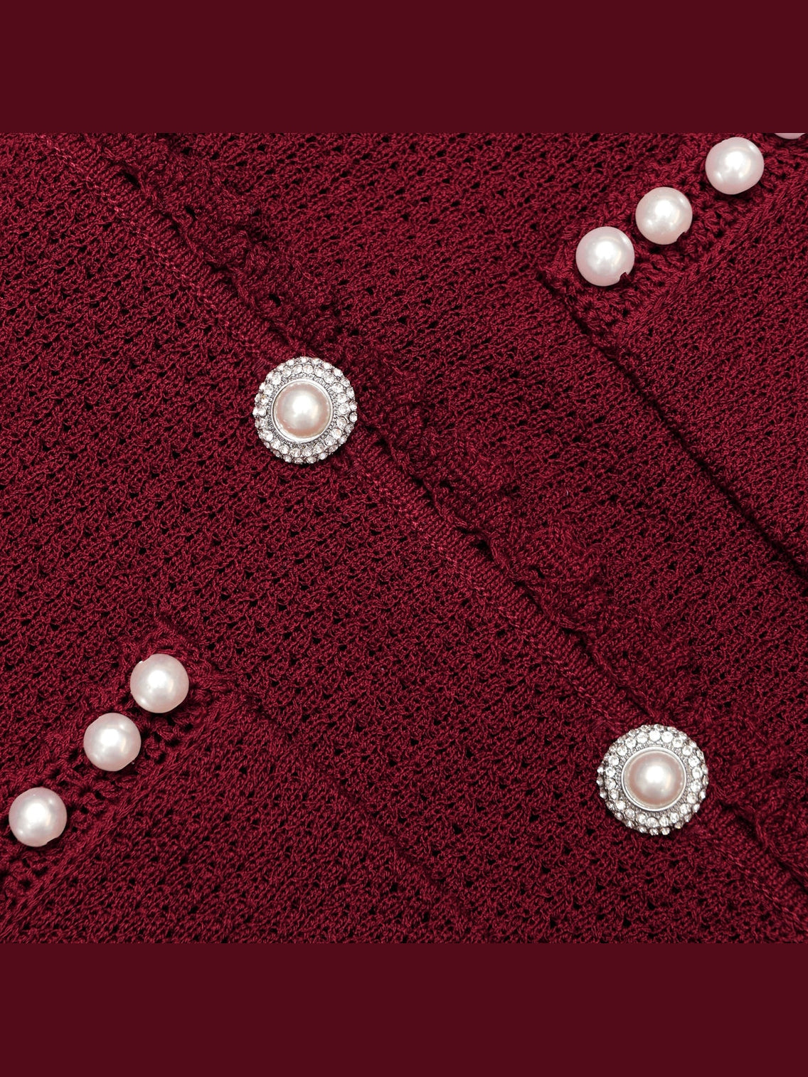 Burgundy pearl knit midi dress
