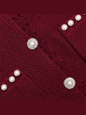 Burgundy pearl knit midi dress