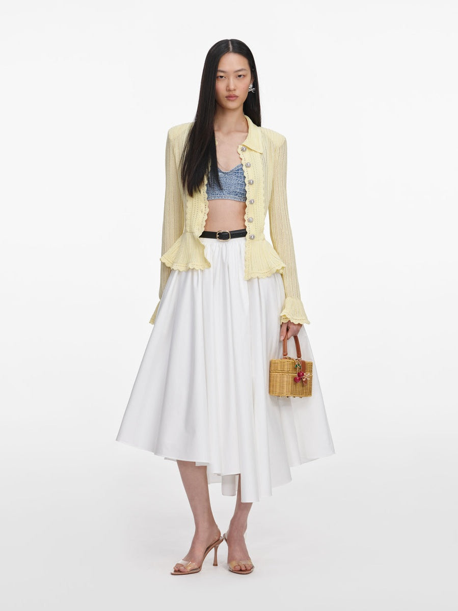 Yellow pointelle cardigan