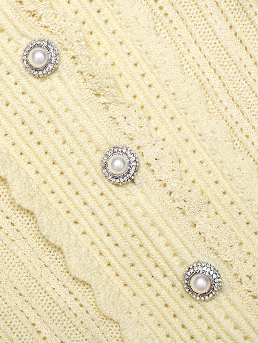 Yellow pointelle cardigan