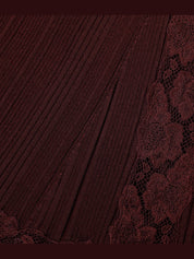 Burgundy knit lace insert midi dress