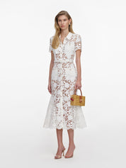 White lace collared midi dress