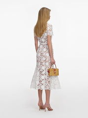 White lace collared midi dress