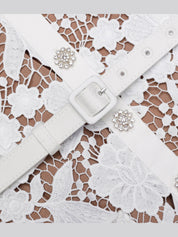 White lace collared midi dress