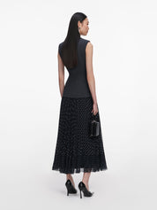 Grey tailored polka dot midi dress