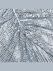 Blue rhinestone mesh maxi dress