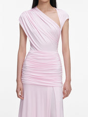 Pink jersey draped maxi dress