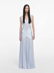 Blue satin jersey maxi dress