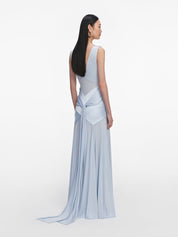Blue satin jersey maxi dress