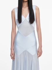 Blue satin jersey maxi dress