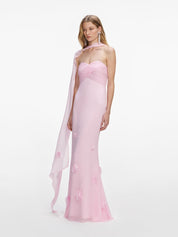 Pink georgette scarf maxi dress