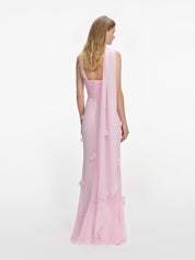 Pink georgette scarf maxi dress