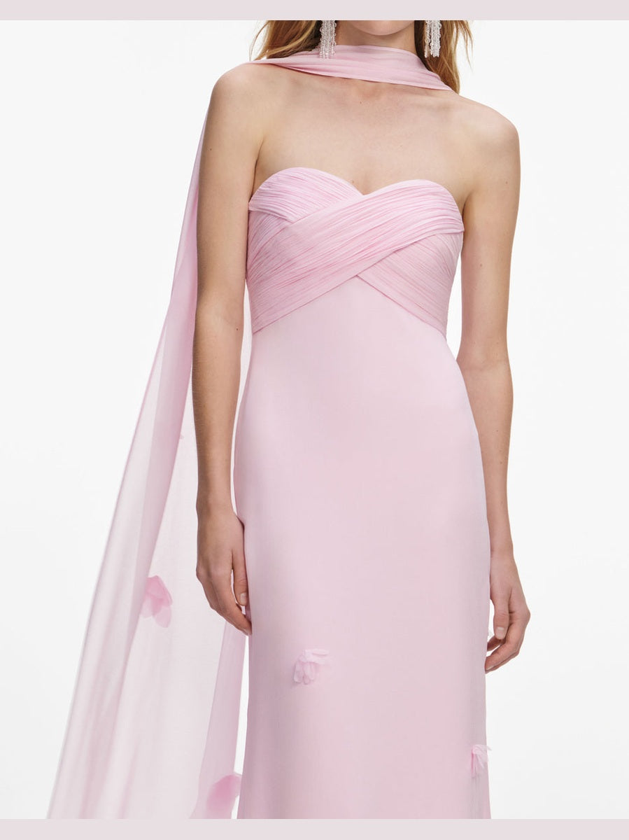 Pink georgette scarf maxi dress