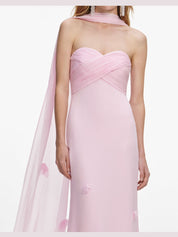 Pink georgette scarf maxi dress