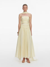Yellow georgette scarf midi dress
