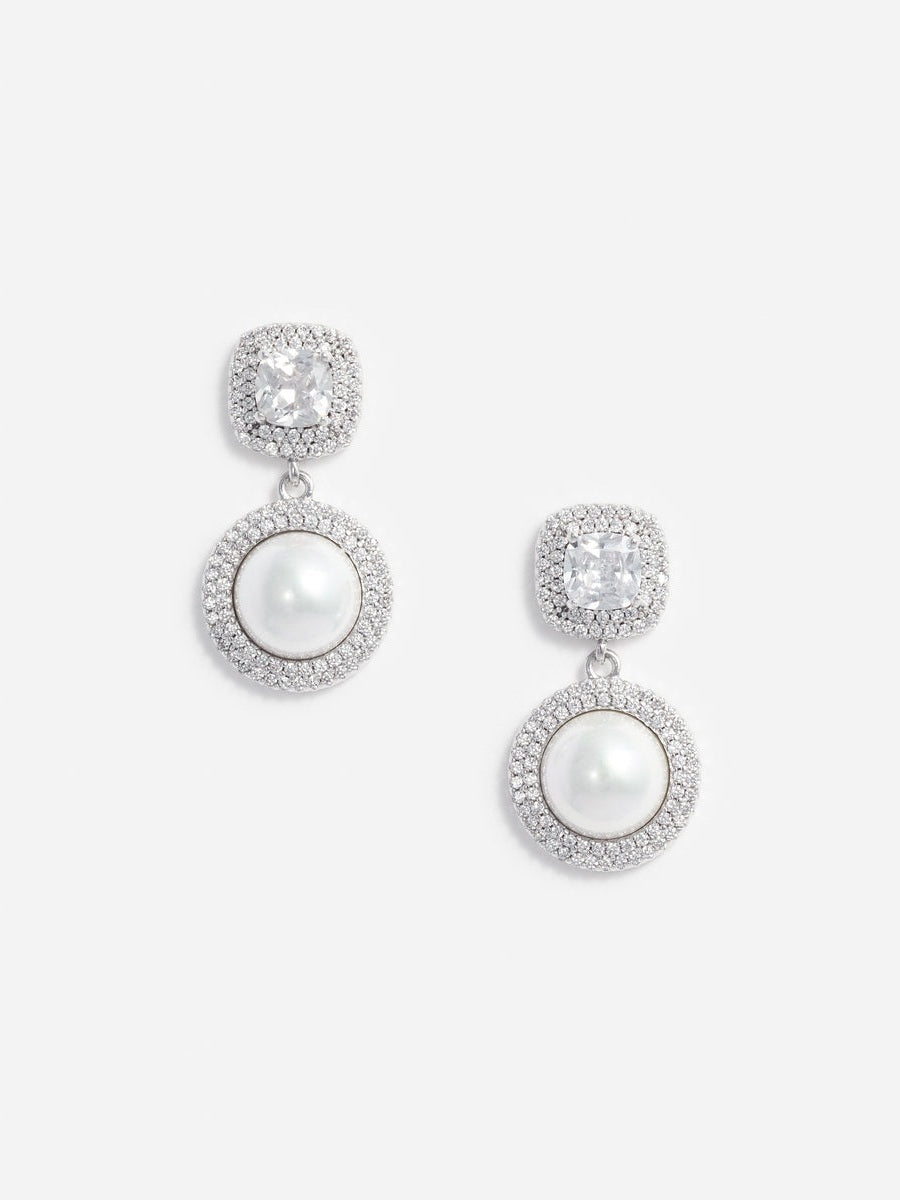 Silver pearl drop earrings