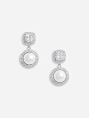 Silver pearl drop earrings