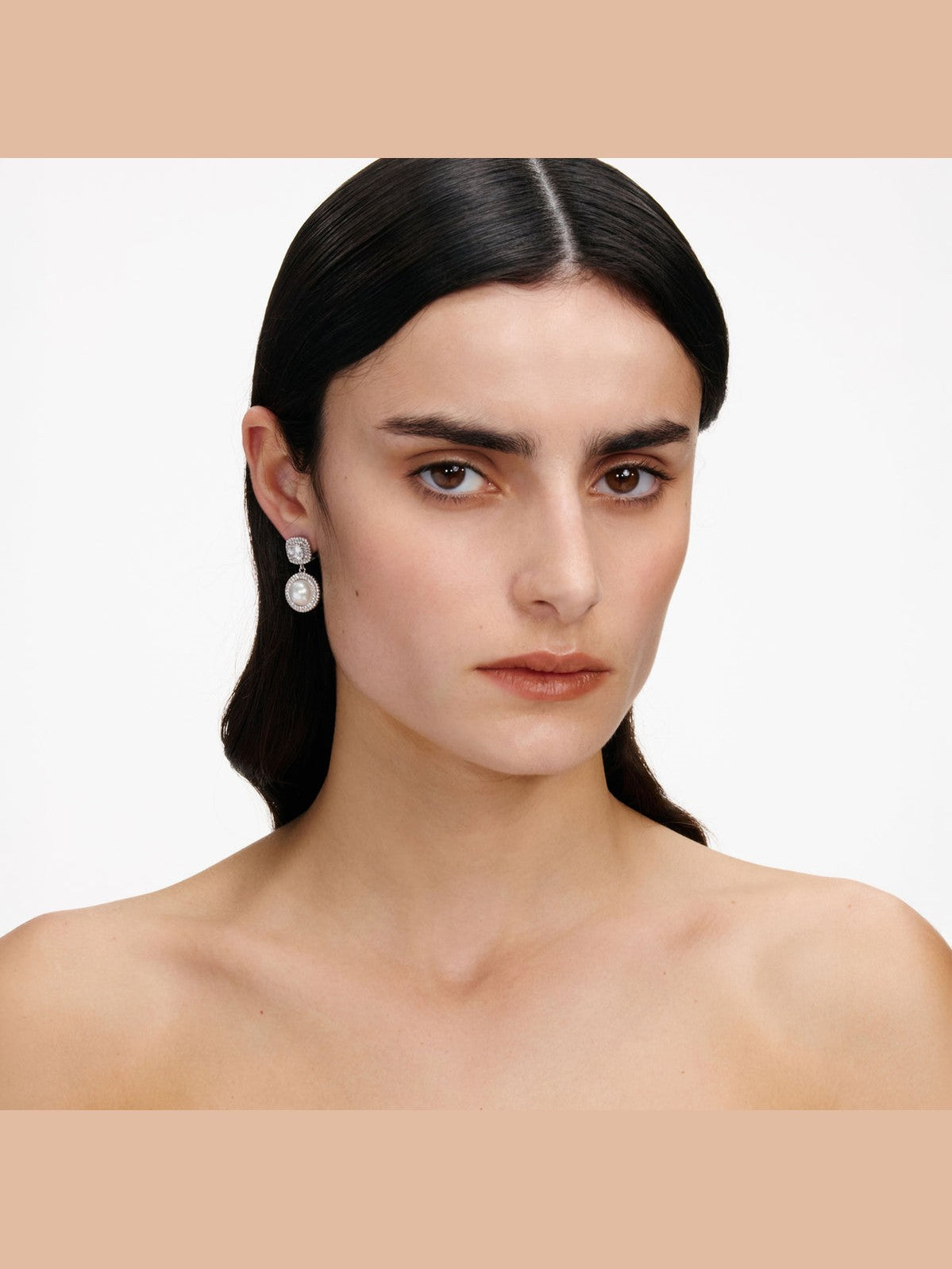 Silver pearl drop earrings