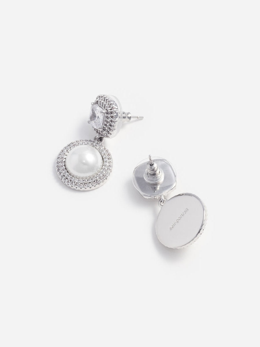 Silver pearl drop earrings